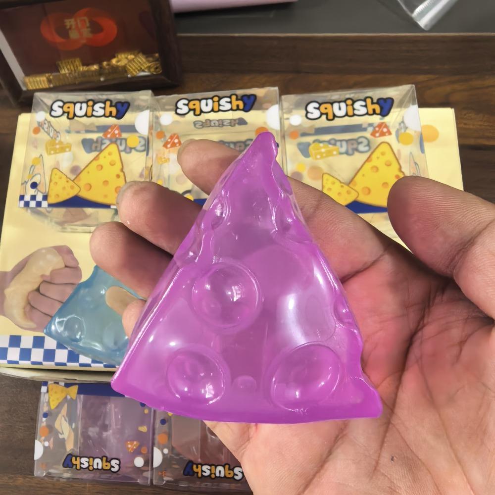 Moldable Cheese Squishy Toy Triangle Sensory Fidget Ball Novelty Cheese Cube Ball Xmas Gift