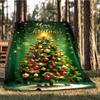 1pc Christmas Tree Decorations Outdoor Flannel Blanket , Machine Washable Perfect Gift for Birthday , Holiday Travel Accessory , Durable Material