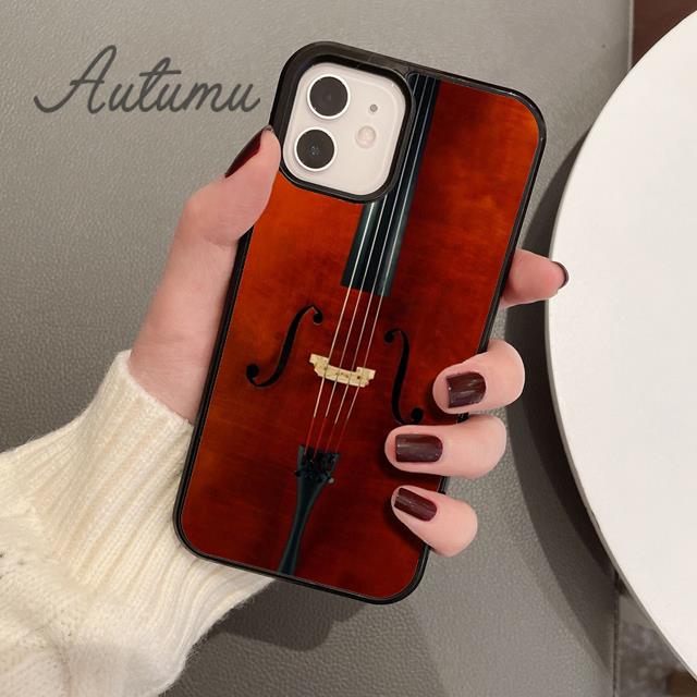 Деревянный Чехол для Телефона Скрипка Виолончель для iPhone 17 Air 15 16 16e 11 12 13 14 Pro Max Plus Чехол coque Fundas Оболочка