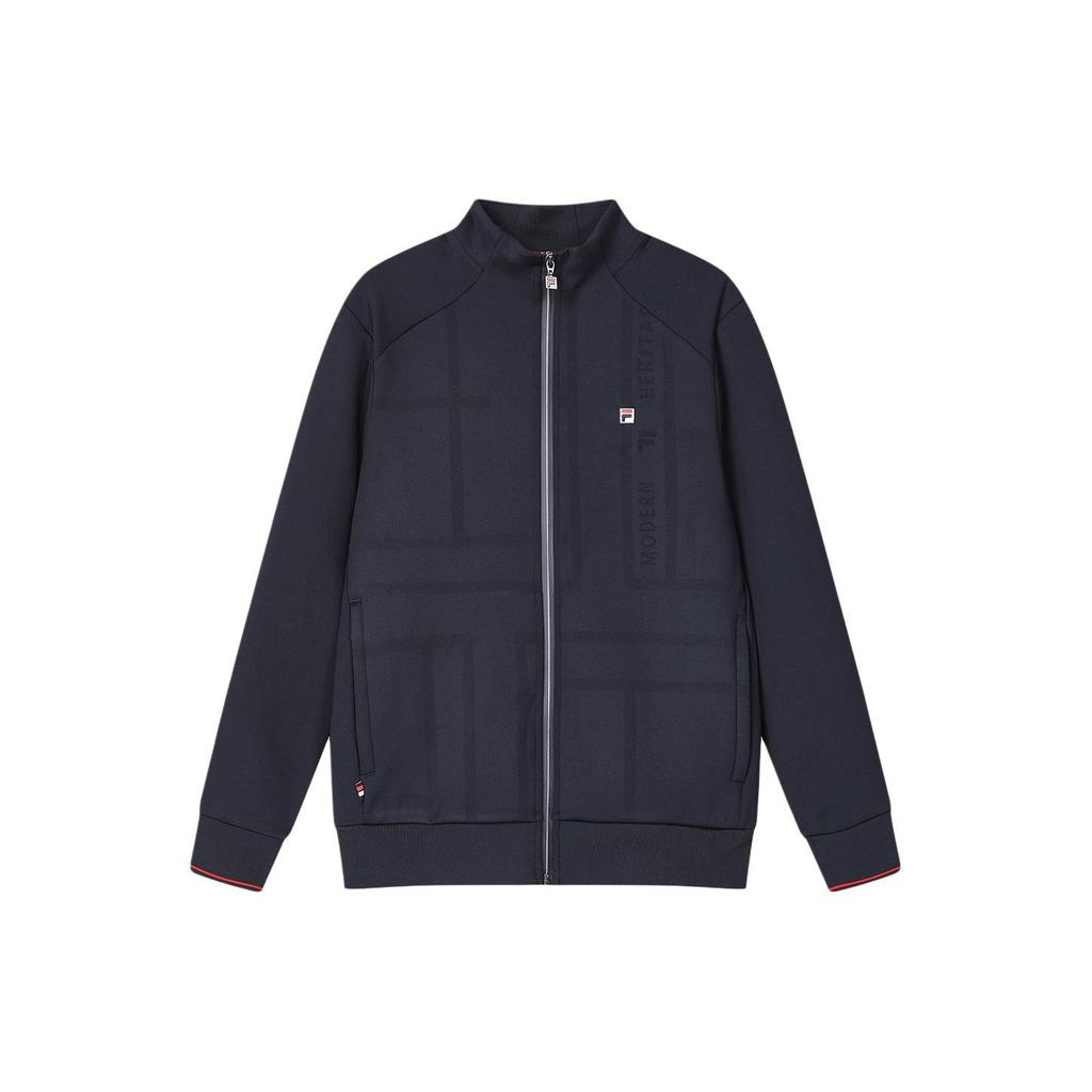 Fila Solid Color Casual Knit Stand Collar Long Sleeve Jacket Men Jackets Dark-Blue F11M411503A-NV