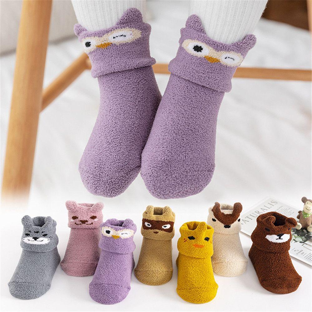 Animals Plush Soft Thickening Floor Sox Coral velvet socks Newborn Toddler Socks Anti-slip Slippers