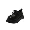 British Style Big Head Small Leather Shoes Women's 2025 Spring and Autumn New Black Lace-up Loafers Retro Versatile Platform Single Shoes