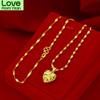 18k Gold Color Necklace For Women Wedding Engagement Fine Jewelry Love Heart Pendant Clavicle Chain Choker Bijoux Birthday Gifts