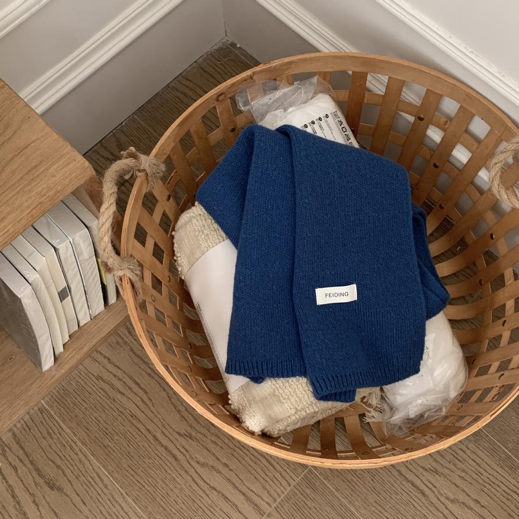 New Solid Color Flat Scarf for Winter Women's Knitted Wool Soft and Waxy Warm Scarf Korean Style Couple Versatile Fashion