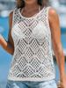 Women's Lightweight Crochet Tank Top Sleeveless Scoop Neck Hollow Out Beach Cover Up
