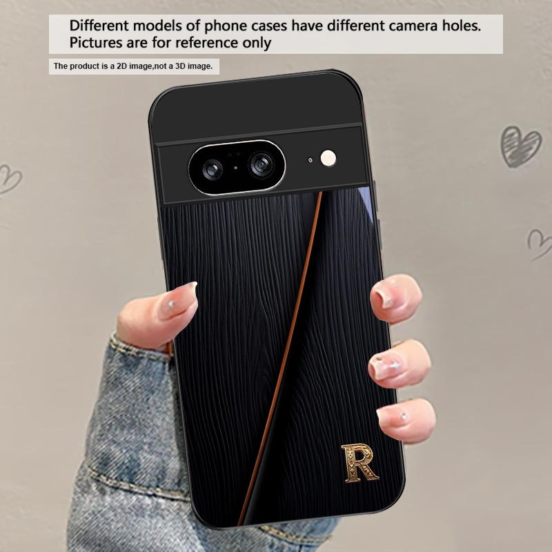 Элегантные буквы 'S M R' для Google Pixel 8 7 9 10 Pixel 10 Pro XL Pixel 9 Pro XL Pixel 8a 7a Pixel 7 Pro Черный стеклянный чехол для телефона