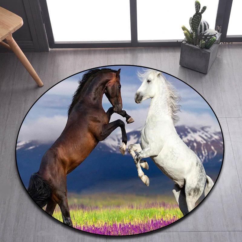 Круглый ковер серии Pentium Stallion в богемном стиле, декоративный ковер в стиле хиппи, нескользящий ковер, декор для спальни, гостиной, дома