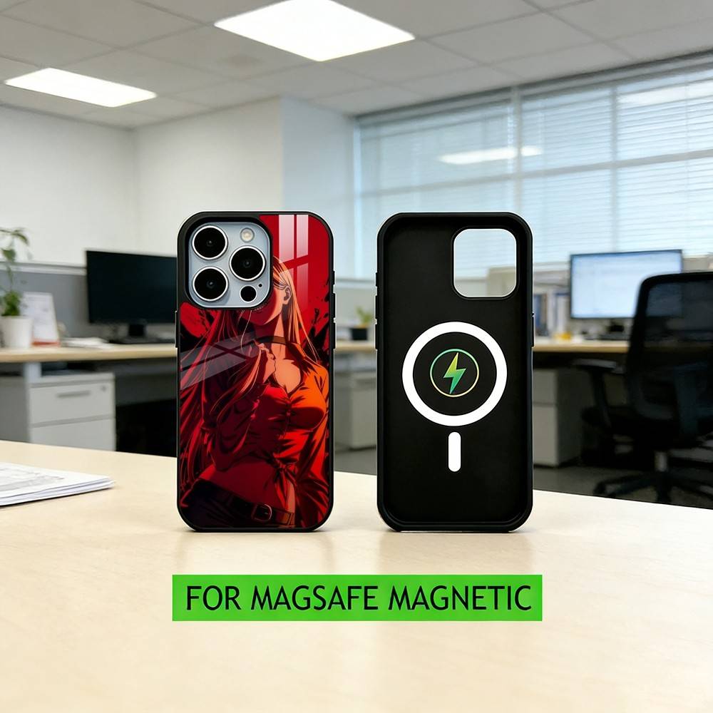 Chainsaw-w Man P-Power Phone Case For iPhone17,16,15,14,13,12,11 Plus,Pro Magnetic For Magsafe Wireless Charging
