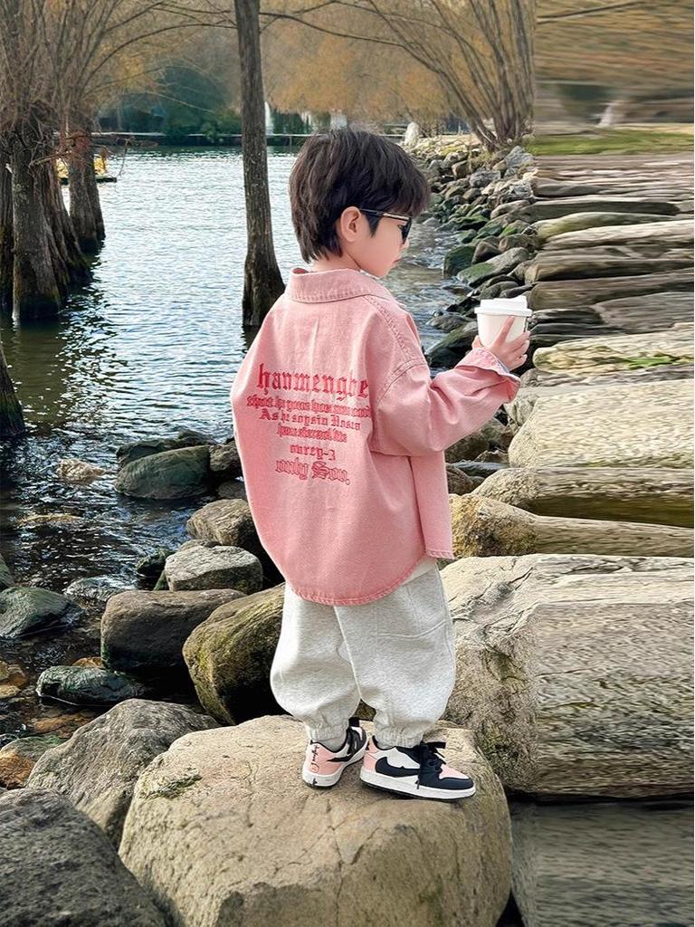 2025 Boys' Denim Jacket - Korean Style, Spring/Autumn, Casual, Thin, Fashionable Top for Kids