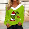 Women's T Shirt Tee Christmas Shirt Long Sleeve Party Christmas Fleece Collar V Neck Top