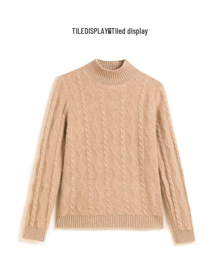 Women's Winter Cashmere Knit: Half-High Collar, Thickened, Loose Fit Sweater