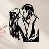 1pc Romantic Kissing Silhouette, Kiss Me At Midnight, Kissing Metal Wall Art Modern Home Decor for Bedroom, Living Room, or Bathroom.