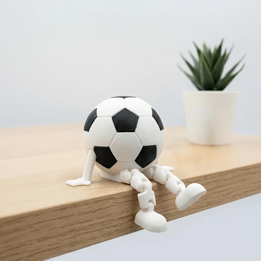 Mini Soccer Player Figurine Single Piece, Football Sculpture for Home Office Decoration & Souvenir