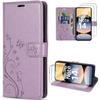 Case - E.F.CONNECTION - For Xiaomi Redmi Note 14 5G - Purple Synthetic Leather - Butterfly Pattern - 2 Tempered Glasses