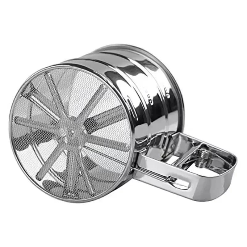 Handheld Flour Shaker Stainless Steel Mesh Sieve Cup Icing Sugar Bake Tool Hand-pressed Hand-pressed Bakeware Sifters