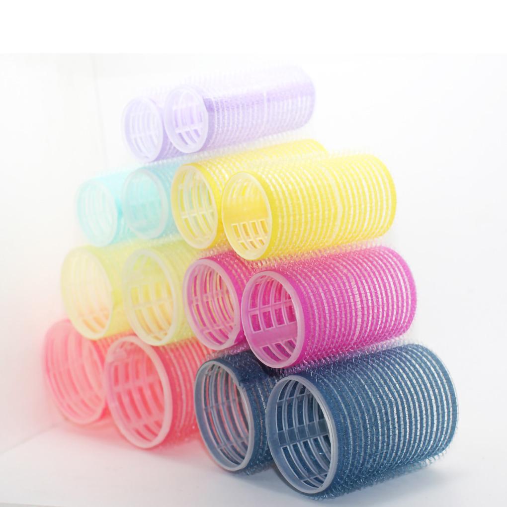 12pcs/set Hairdressing Home Use DIY Magic Large Self-Adhesive Hair Rollers Styling Roller Roll Curler Beauty Tool