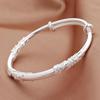 2024 Elegant White Copper-Plated Silver Push-Pull Flower Bracelet - Simple, Fashionable Gift for Women