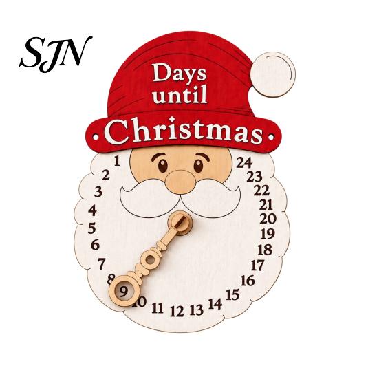 Wooden Hanging Sign Christmas Advent Calendar Sign, 24 Days Welcome with Rope, Rustic Holiday Decor Santa Countdown Decorations For Living Room