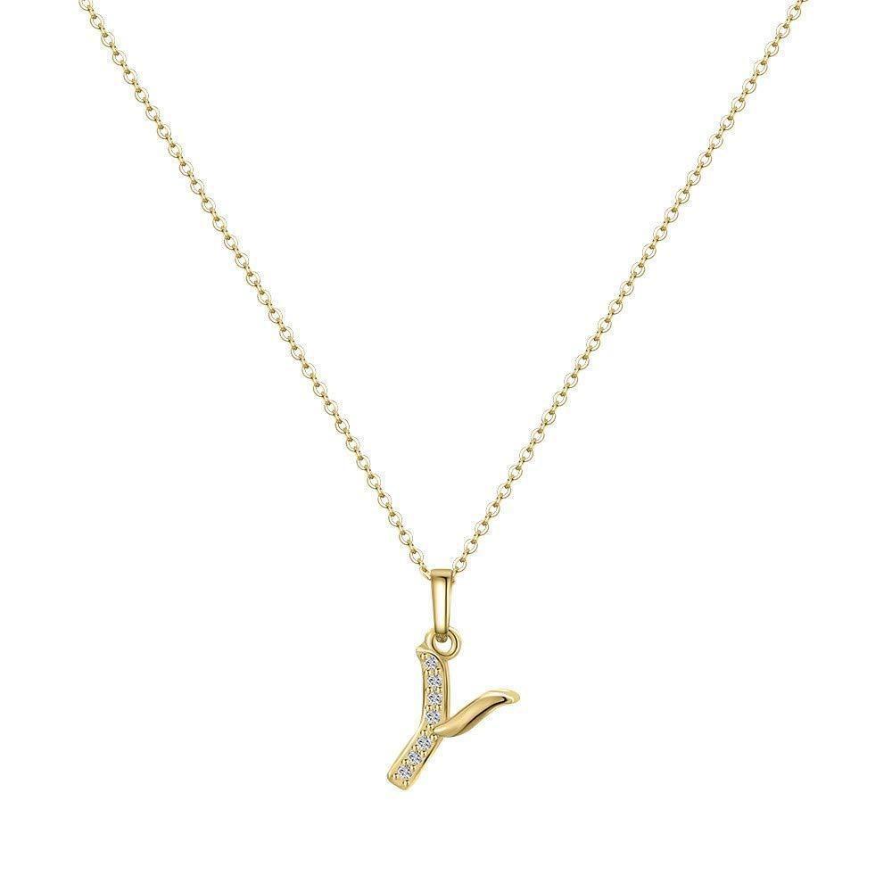 Европейское и американское простое и модное женское ожерелье с 26 заглавными буквами, позолоченное 14-каратным серебром, аксессуары для ожерелья с микро-набором циркония