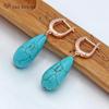 Модные темпераментные висячие серьги цвета розового золота с каплями воды из синтетической бирюзы для женщин и девочек, элегантные свадебные украшения, подарок