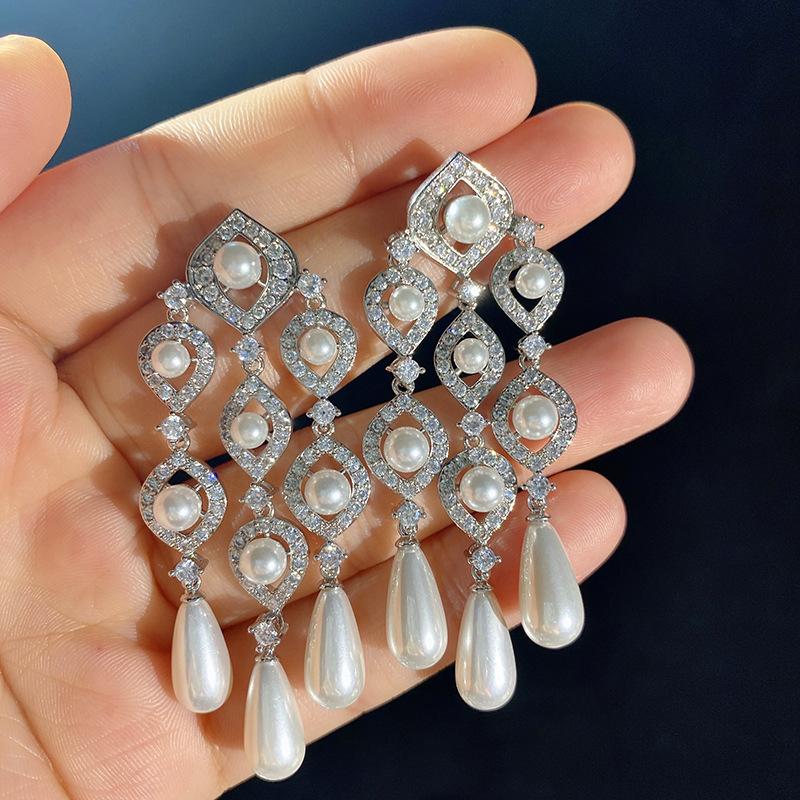 Винтажные серьги с пресноводным жемчугом в стиле барокко для женщин, благородные длинные серьги с кисточками из стерлингового серебра 925 пробы, висячие ювелирные изделия