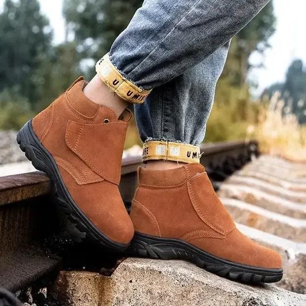 FashionSteel Toe Lightweight Male Shoes Puncture-Proof Slip-On Y2k Fashion Classic New Men's Boots Offers Casual Retro Original Deals