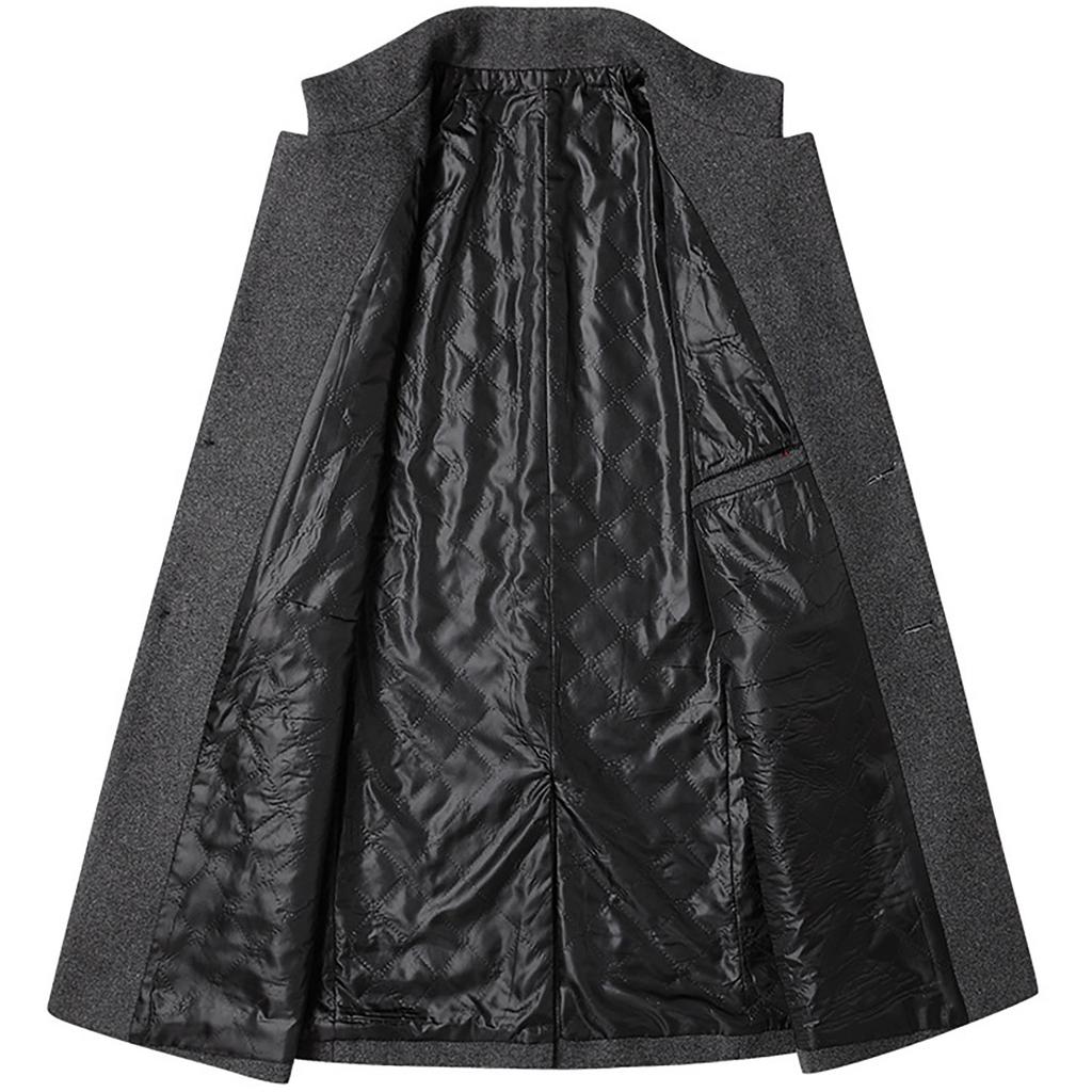 Осенне-зимнее мужское шерстяное пальто средней длины, ветровка с утолщенным хлопком, мужское пальто