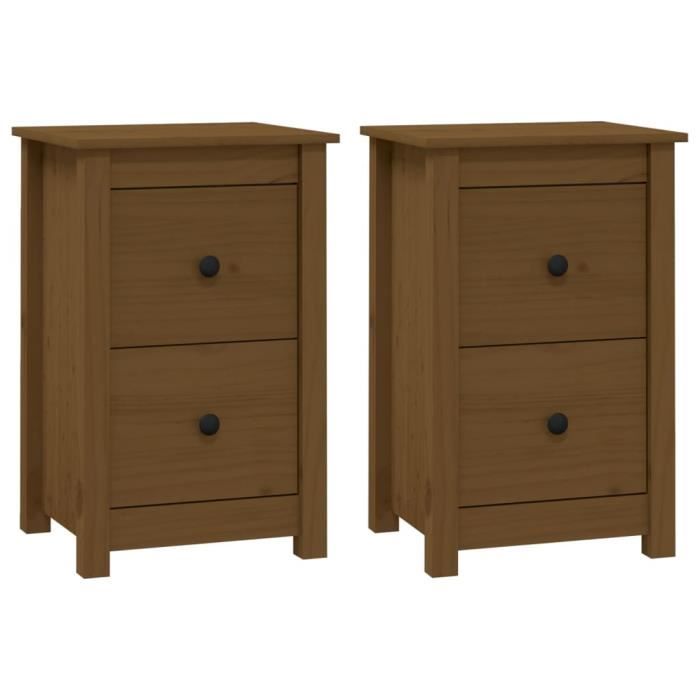 VidaXL Bedside Tables 2 Pcs Honey Brown 40x35x61.5 Cm Solid Pine 820953