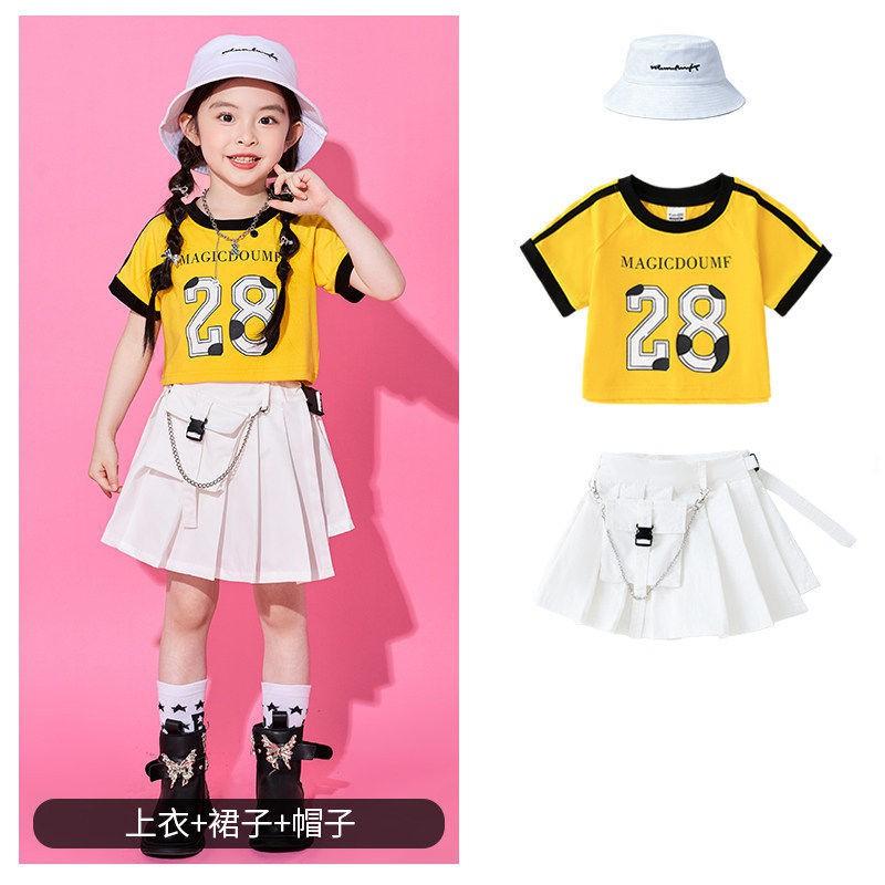 Kids Hip Hop Dance Outfit Set Boys Girls Street Performance Loose Short Sleeve Costume