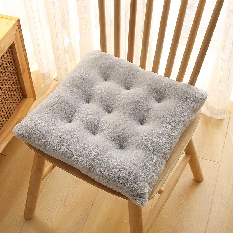 Plush Cushion Home Dining Chair Cushion Thickened Warm Office Plain Dormitory Chair Cushion