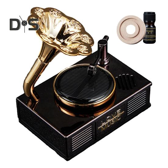 Автомобильный освежитель воздуха на солнечной энергии, винтажный фонограф, проигрыватель пластинок, длительный аромат, авто ароматерапевтический диффузор, орнамент, аксессуары для салона автомобиля