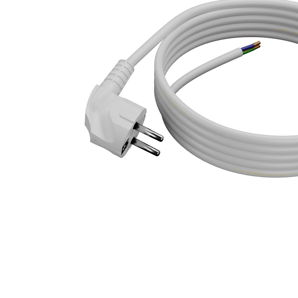 Kabel Zasilający Z Wtyczką Kątową 3M 3X1,5Mm2 16A Uni-Schuko Biały