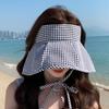 Летняя клетчатая шляпа от солнца, складная, с широкими полями, с пустым верхом, пляжная шляпа, дышащая, с защитой от ультрафиолета, для женщин, солнцезащитный козырек