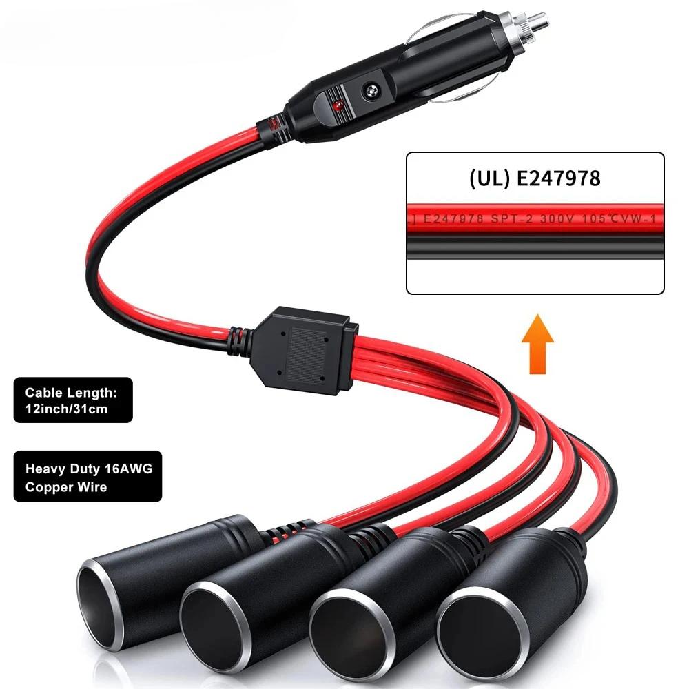 16AWG 1 к 4 автомобильный разветвитель розетки адаптер питания зарядное устройство порт 12 В/24 В удлинитель кабель