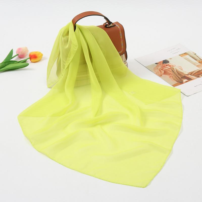 Summer Fashion Solid Color Chiffon Silk Scarf Women, Candy Color Multi-color Decorative Scarf Square Scarf Kindergarten Gift
