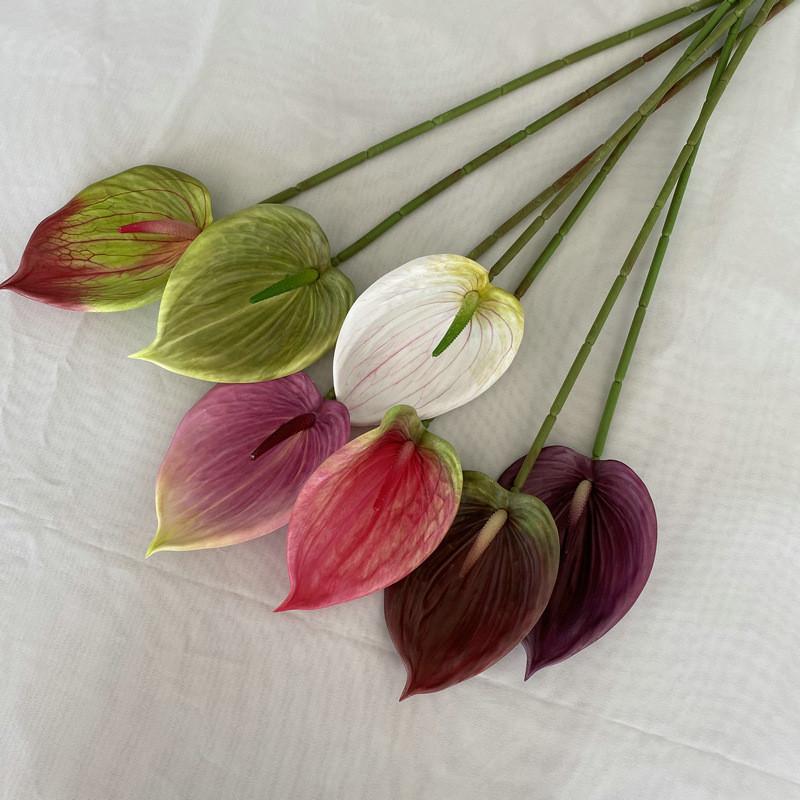 Realistic Faux Anthurium Plant Soft Touch Decoration For Wedding Photography