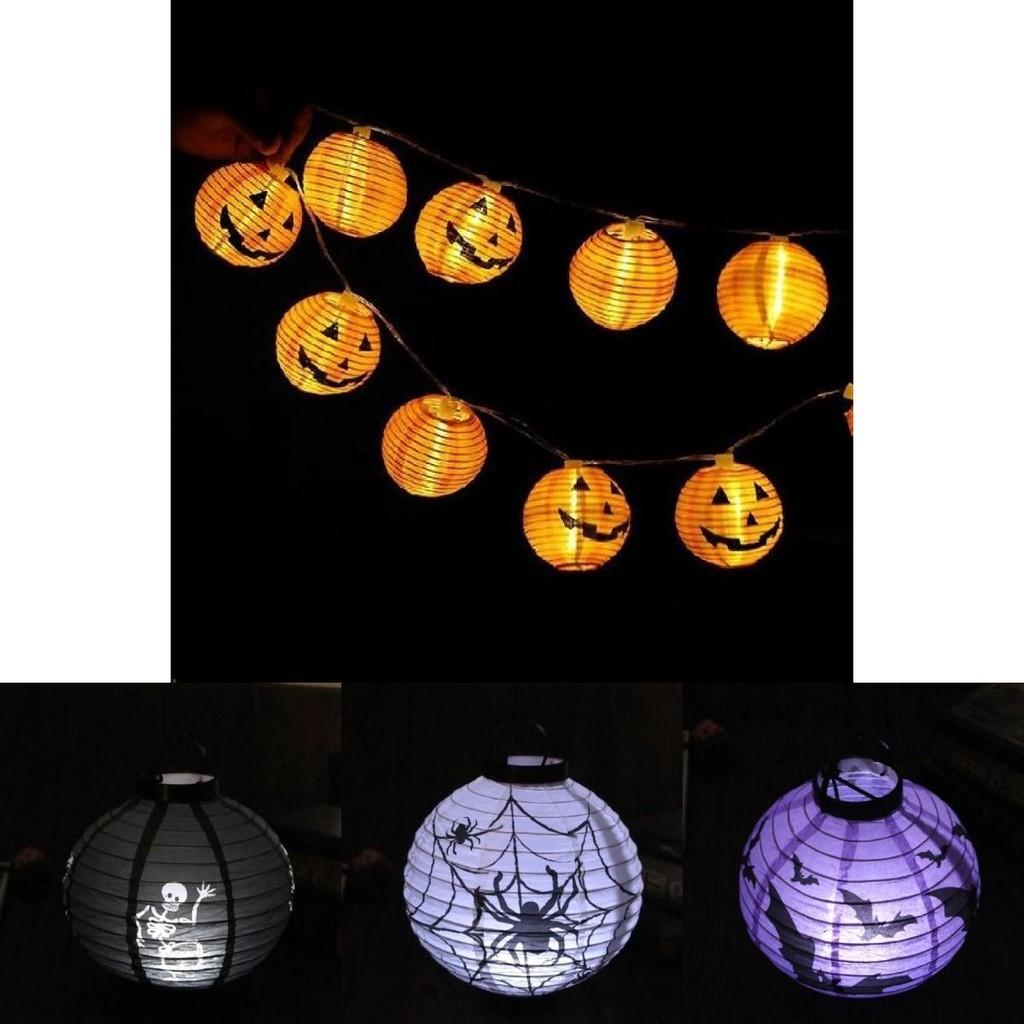 Versatile Led Paper Pumpkin Lantern Featuring Spider And Bat For Festive Halloween Atmosphere