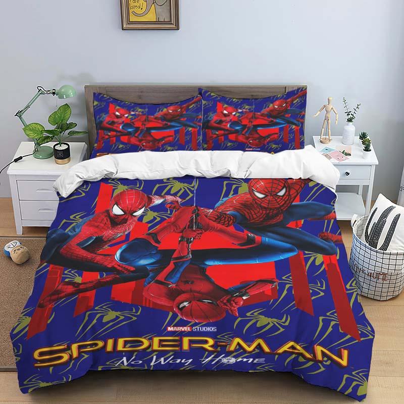 New Spider-Man printed bedding set, cartoon pattern duvet cover and pillowcases, single/double sheet set.