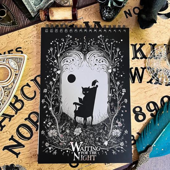 Готический стенографический блокнот для ночи с отрывными листами для темных размышлений, переплет сверху на спирали, стенографический блокнот, переплет в переплете из 50 листов