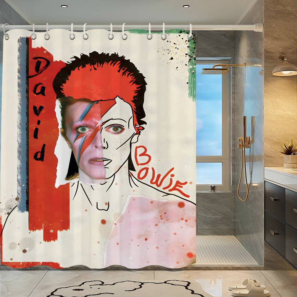 British Rock Singer D-David_B-Bowie Funny And Creative Beach Shower Curtain Waterproof Polyester Bath Curtains For Bathroom
