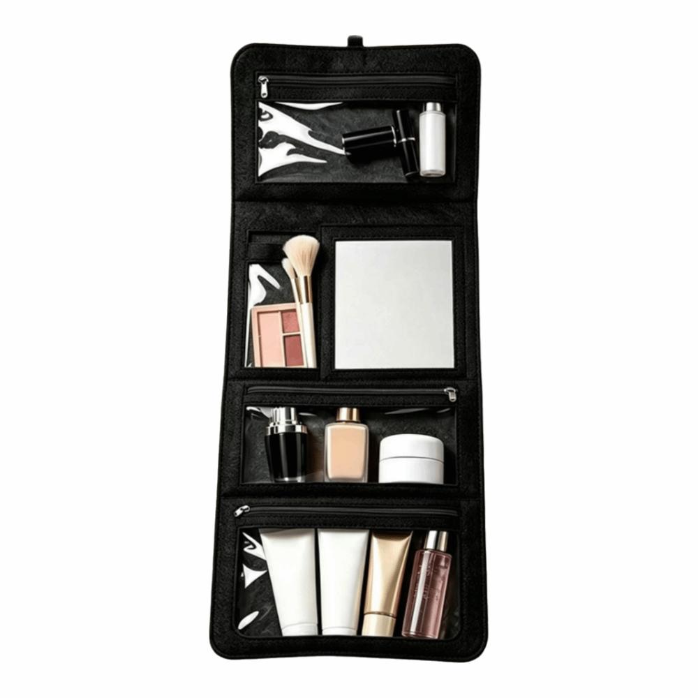 Large Capacity Hanging Travel Toiletry Organizer with Mirror Cosmetics Bag  Women