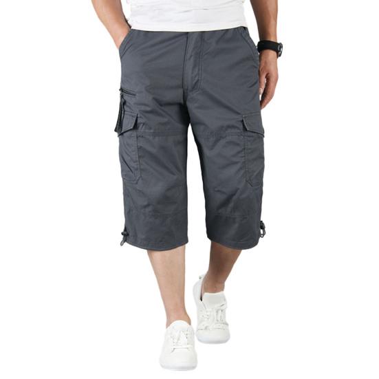 Мужские брюки длиной до икр, свободные брюки-карго с затягивающимся шнурком, летние повседневные спортивные брюки с несколькими карманами на молнии для повседневной носки, для спорта и улицы