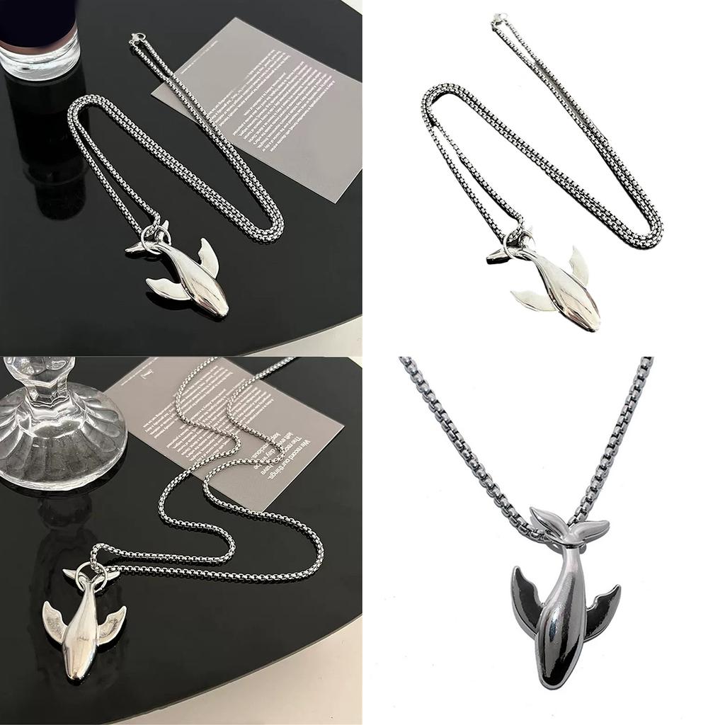 Шикарное ожерелье с китом, ожерелье-подвеска из нержавеющей стали, изысканная цепочка для свитера, эффектное ожерелье для любого случая