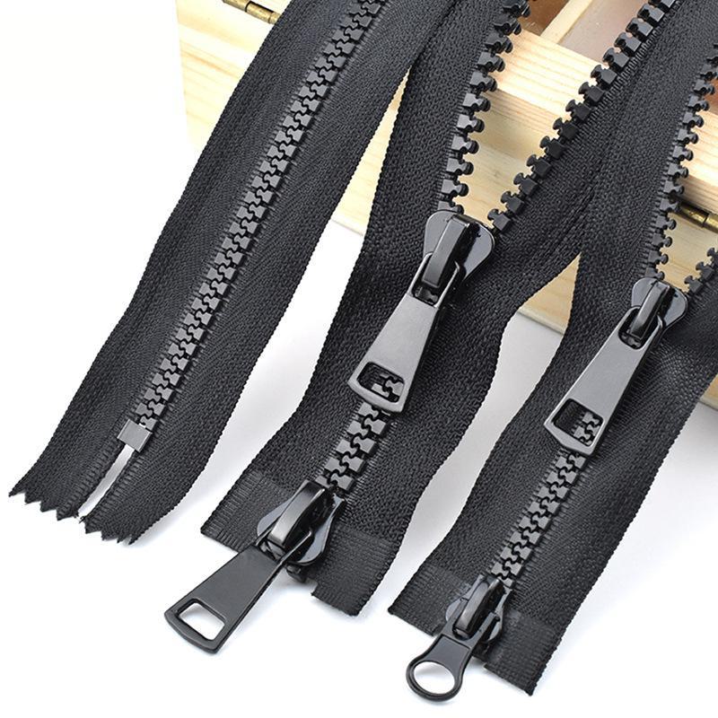 Двусторонняя длинная черная смоляная молния для курток