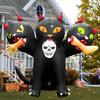 6FT Halloween Holiday Party Inflatables Toys Cat with Three Heads Outdoor Decorations with Built-in LED Lights for Lawn Yard