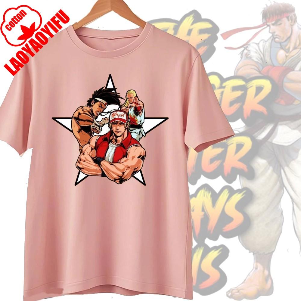Street Fighter Chun-Li Ryu Принтованные Y2K Новые Парные Хлопковые Футболки Мужские Женские Уличная Одежда Повседневный Харадзюку Ретро Унисекс Футболка Топ