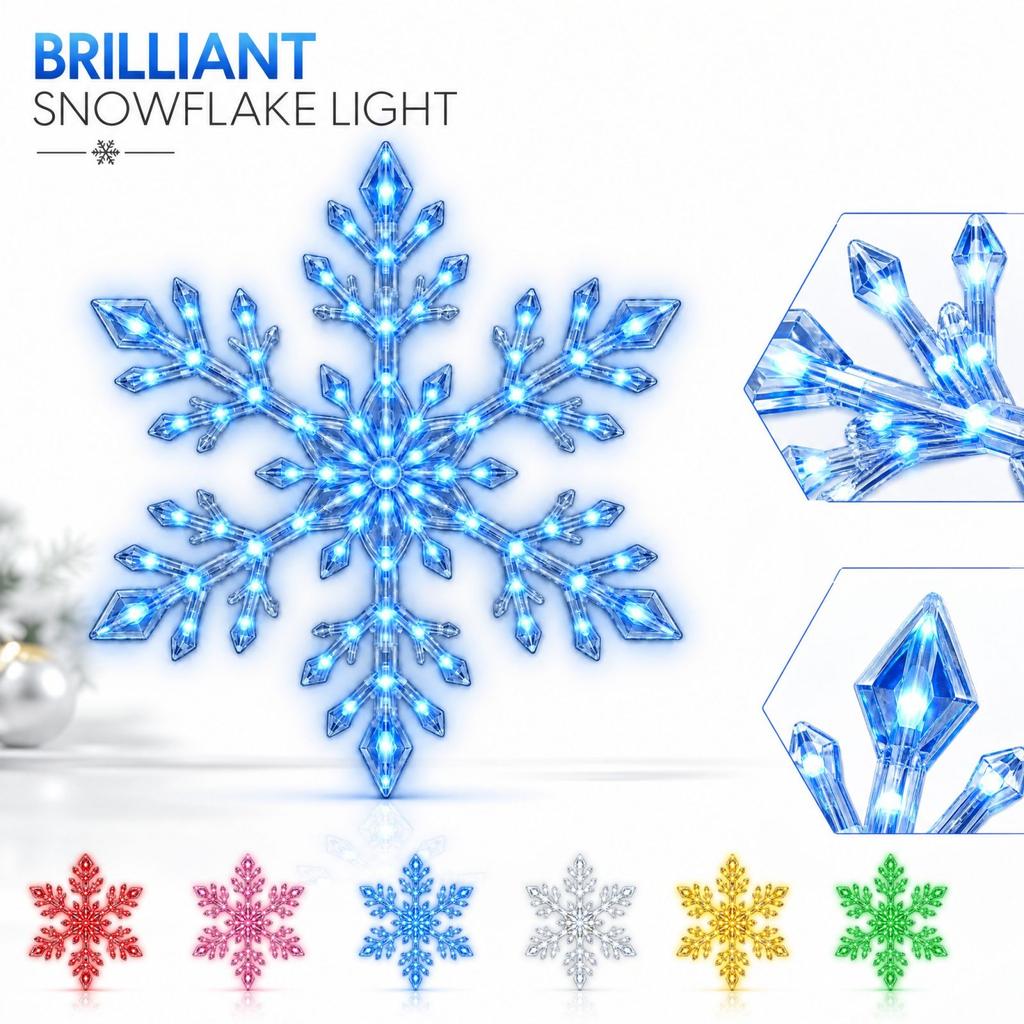 Snowflake Wall Decor Set with 12 Lights, Christmas Hanging Decor for Winter Home