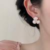 Серьги-пусеты с цветком из циркониевого кристалла, корейские милые серьги-сердечки для девушки, модные универсальные серьги с темпераментом и атмосферой