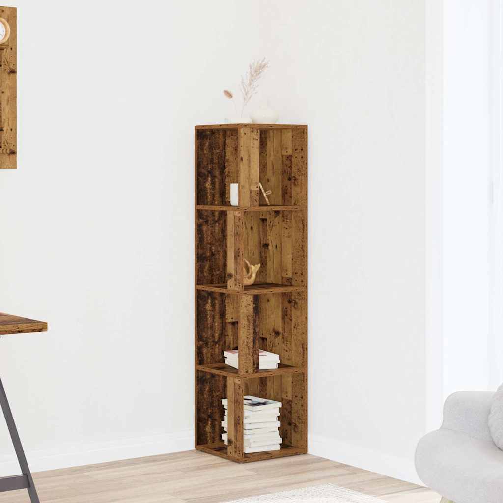 Corner Shelf Vintage Wood Look 33 x 33 x 132 cm Engineered Wood