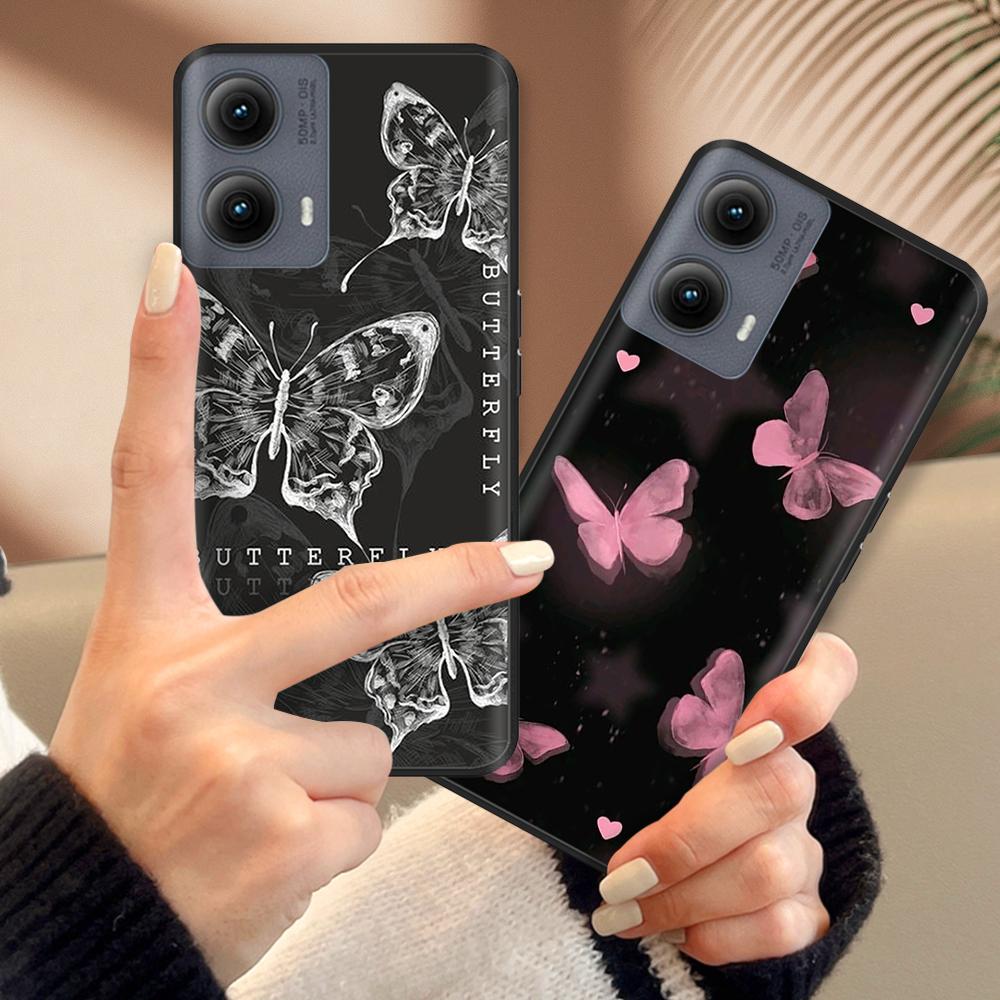 Силиконовый чехол для Motorola Edge 2024 Чехол Милый Мультяшный Мягкий ТПУ Черная Крышка для Moto Edge 2024 6.6" Ударопрочный Fundas Capa